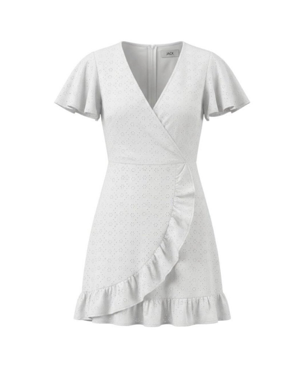 Jack by BB Dakota Women's White Cotton Faux-Wrap V-Neck Mini Dress Size 4